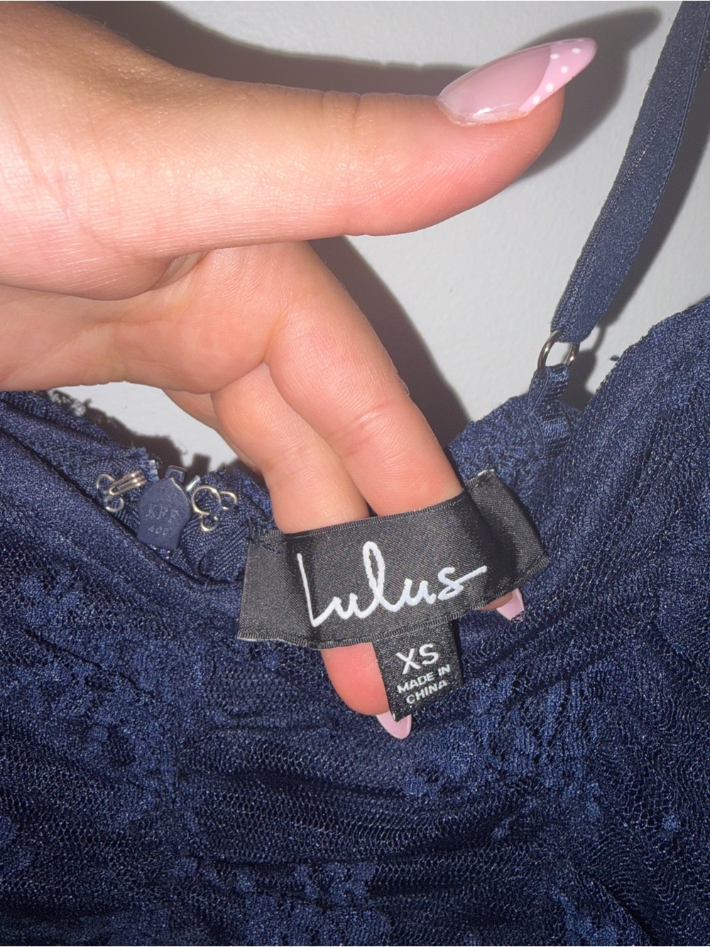 Lulu's Navy Textured Ruched Mini Dress with Spaghetti Straps - Picture 3 of 4